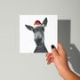 Sirus The Donkey Red Hat Christmas Card, thumbnail 3 of 7