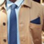 Mens Navy And Green Geometric Print Pocket Square, thumbnail 3 of 6