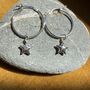 Sterling Silver Hoop Earrings Adorned With Stars, thumbnail 1 of 2