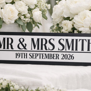Personalised Small Wedding Road Sign Mr Mrs Couples Name Date Wall Plaque, 2 of 4