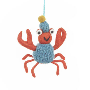 Handmade Felt Sammy Snowcrab Christmas Crab, 2 of 5