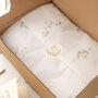 Personalised Grey Baby Blanket – Moon And Stars Initial Embroidery, thumbnail 8 of 12