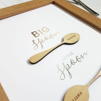 Big Spoon Little Spoon Personalised Silver Foil Print, 3 of 3