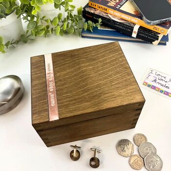 Personalised Wooden Cufflink Watch Box, 3 of 11