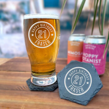 Personalised Craft Beer Pint Glass W/ Coaster, 4 of 12