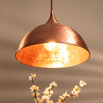 Artisan Narrow Dark Copper Pendant Lamp, Hand Hammered Minimalist Lighting *Copper Fixtures Included*, 8 of 10