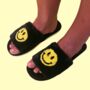 Happy Face Slippers Black, thumbnail 4 of 8