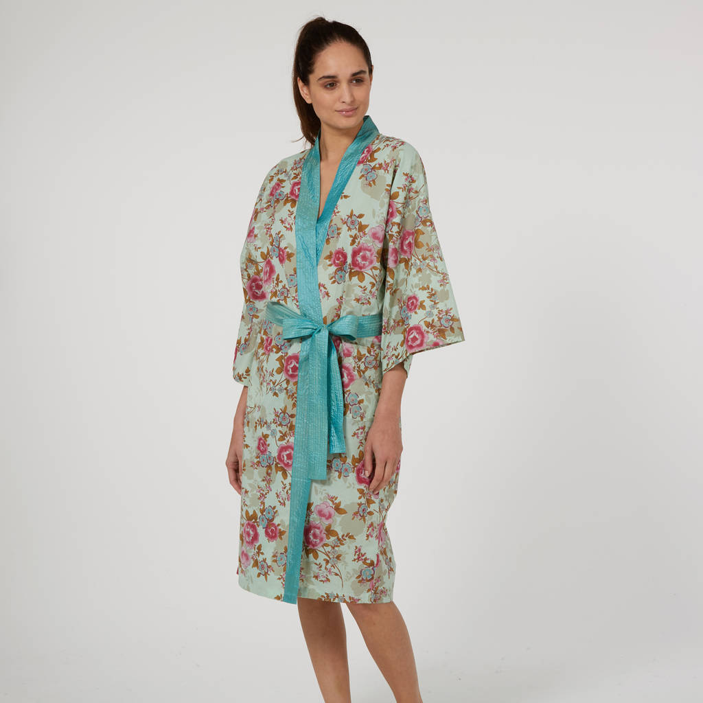 Cotton Wrap Over Kimono in Blue Beautiful By Caro London ...