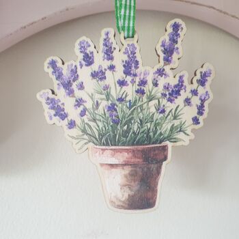 Wooden Lavender Flower Hanging Decoration Gift For Gardeners, 2 of 7