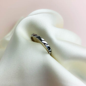 Sterling Silver Rope Design Adjustable Ring, 3 of 4