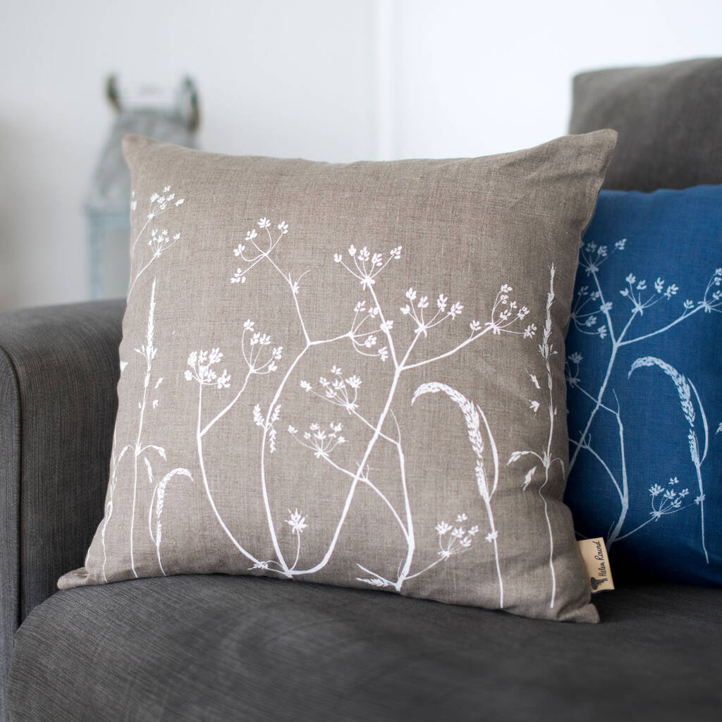 Hedgerow Flowers Linen Cushion, 1 of 4