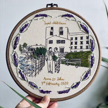 Personalised Hand Embroidered Wedding Venue Portrait, 10 of 12