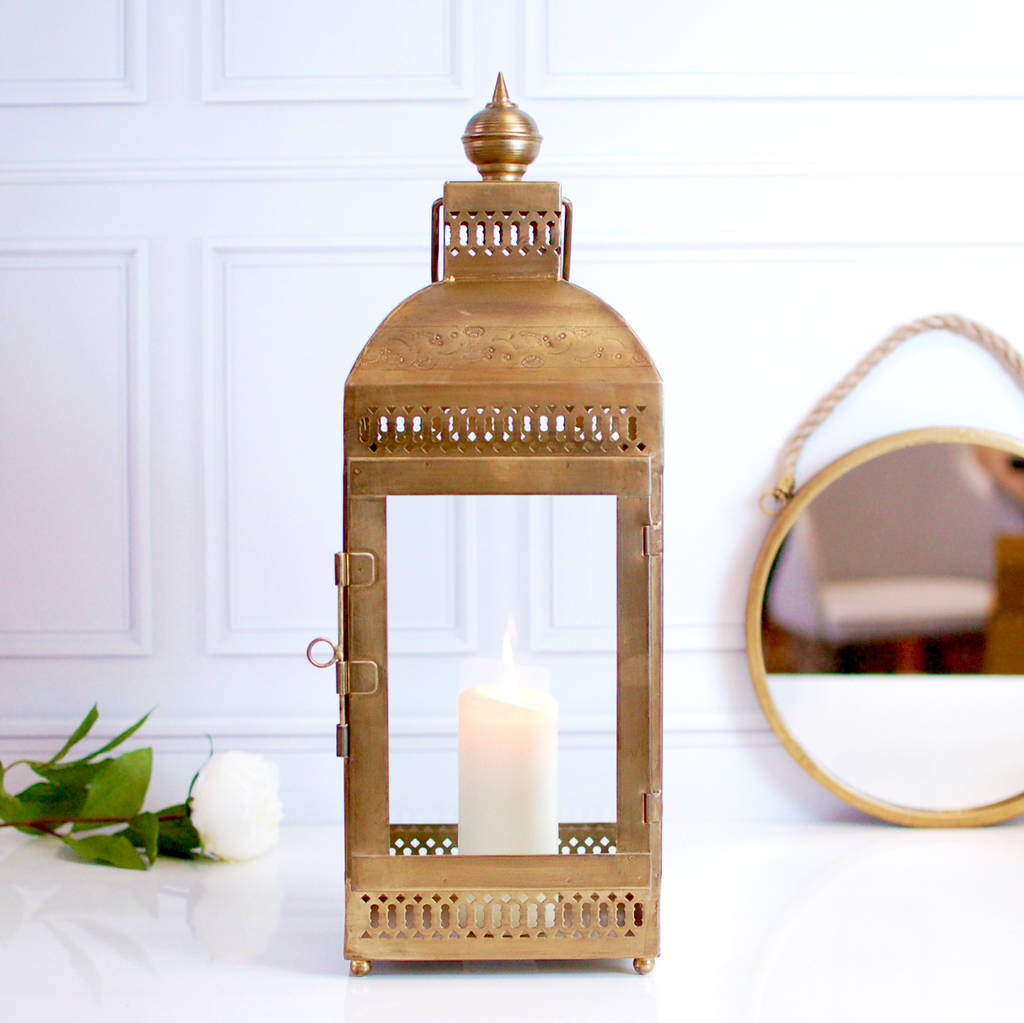 moroccan metal hurricane lantern candle holder by made with love