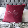 Personalised Silver Embroidered Velvet Cushion, thumbnail 1 of 6