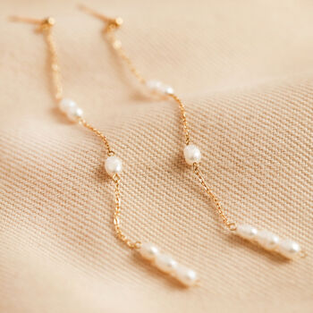 Gold Stainless Steel And Pearl Drop Earrings, 3 of 5