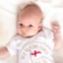 It's Coming Home! Personalised Embroidered World Cup Football Babygro, thumbnail 3 of 4