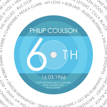 Personalised 60th Birthday 'Year 1966' Record Print, 2 of 3