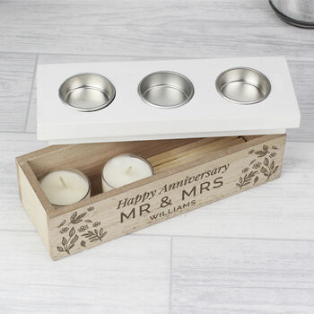 Personalised Wooden Floral Tealight Holder Box, 5 of 6