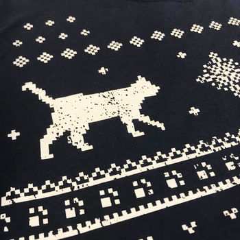 Mens Festive Christmas Cats Glow In The Dark Tshirt, 2 of 4