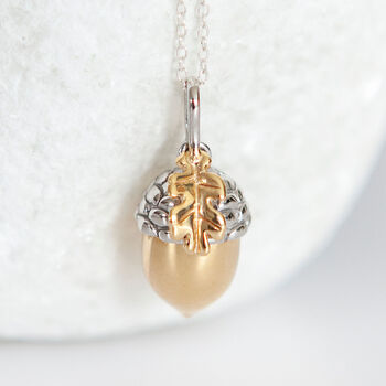 Personalised Gold Plated Sterling Silver Acorn Necklace, 3 of 11