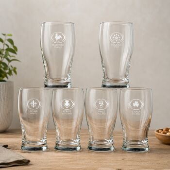 Personalised Engraved Beer Glass Gift For Rugby Fans, 2 of 12