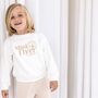'Mini Flyer/ First Time Flyer' Personalised Name Passport Stamp Embroidered Holiday Sweatshirt, thumbnail 1 of 7