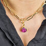 18k Gold Plated Ruby Paperclip Chain Necklace, thumbnail 2 of 4
