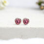 Sterling Silver October Tourmaline Birthstone Stud Earrings, thumbnail 3 of 9