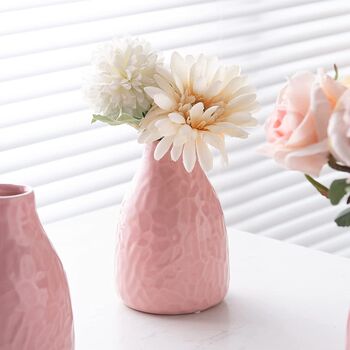 Set Of Three Glazed Pink Ceramic Flower Vase, 4 of 6