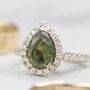 Green Sapphire And Diamond Halo Engagement Ring, thumbnail 1 of 5
