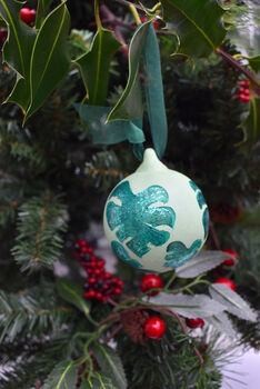 Ceramic Hand Painted Monstera Leaf Bauble, 5 of 6