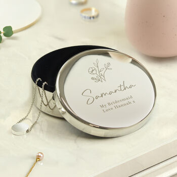 Personalised Floral Round Trinket Box, 4 of 5