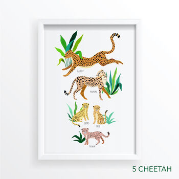 Personalised Cheetah Family Unframed Print, 6 of 9