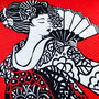 Red Cushion Cover With A Japanese Woman, thumbnail 2 of 7