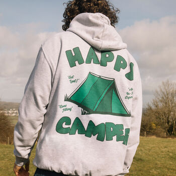 Happy Camper Men's Slogan Hoodie, 4 of 6