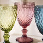 Diamas Colourful Embossed Glass Wine Goblets, thumbnail 4 of 5