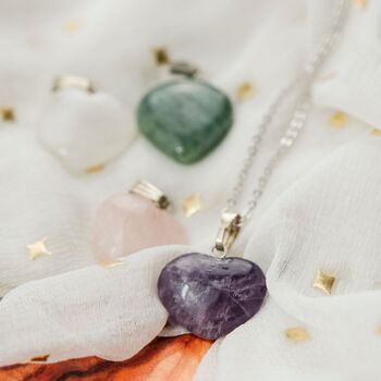 Purple Amethyst Heart Shape Pendant Necklace, 7 of 9