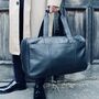 Black Leather Weekend Bag With Gunmetal Zip, thumbnail 2 of 10