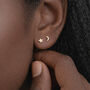 Gold Plated Sterling Silver Mismatched Moon And Star Stud Earrings – 5mm, thumbnail 3 of 6