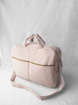 Pink Mini Check Camelia Handmade Maternity Bag, 2 of 3