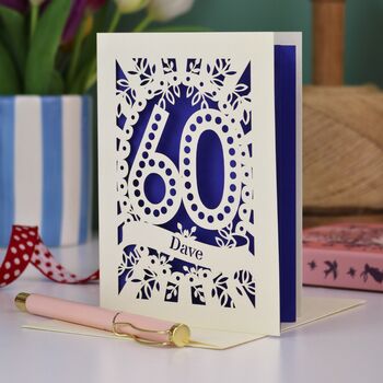 Personalised 60th Birthday Card Papercut Spotty Design, 6 of 7