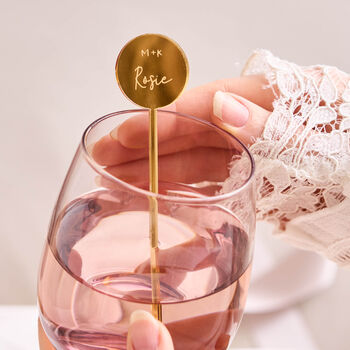 Engraved Personalised Mirror Gold Drink Stirrers, 2 of 3