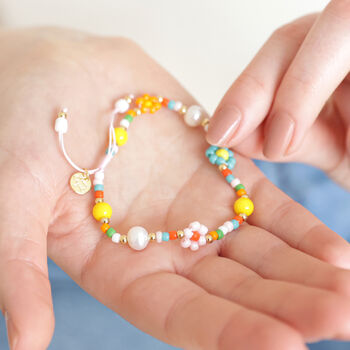 Colourful Flower And Pearl Beaded Bracelet, 3 of 4