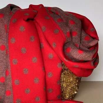 Cashmere Blend Spots Scarf In Red, 2 of 5