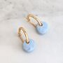 Blue Opal Teardrop October Birthstone Earrings, Gold, thumbnail 3 of 5