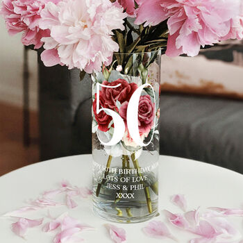 70th Birthday Milestone Watercolour Flowers Glass Vase, 4 of 5