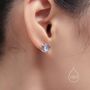 Lotus Flower Moonstone Stud Earrings Sterling Silver, thumbnail 2 of 10