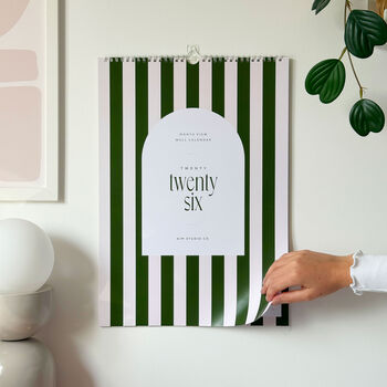 2026 A4 Or Large A3 Monthly Wall Calendar | Candy Stripes, 7 of 10