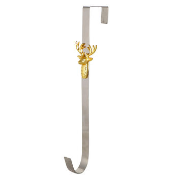 Silver And Gold Stag Over Door Wreath Hanger, 2 of 4