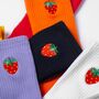 Strawberry Socks Embroidered Unisex Crew Socks, thumbnail 5 of 6